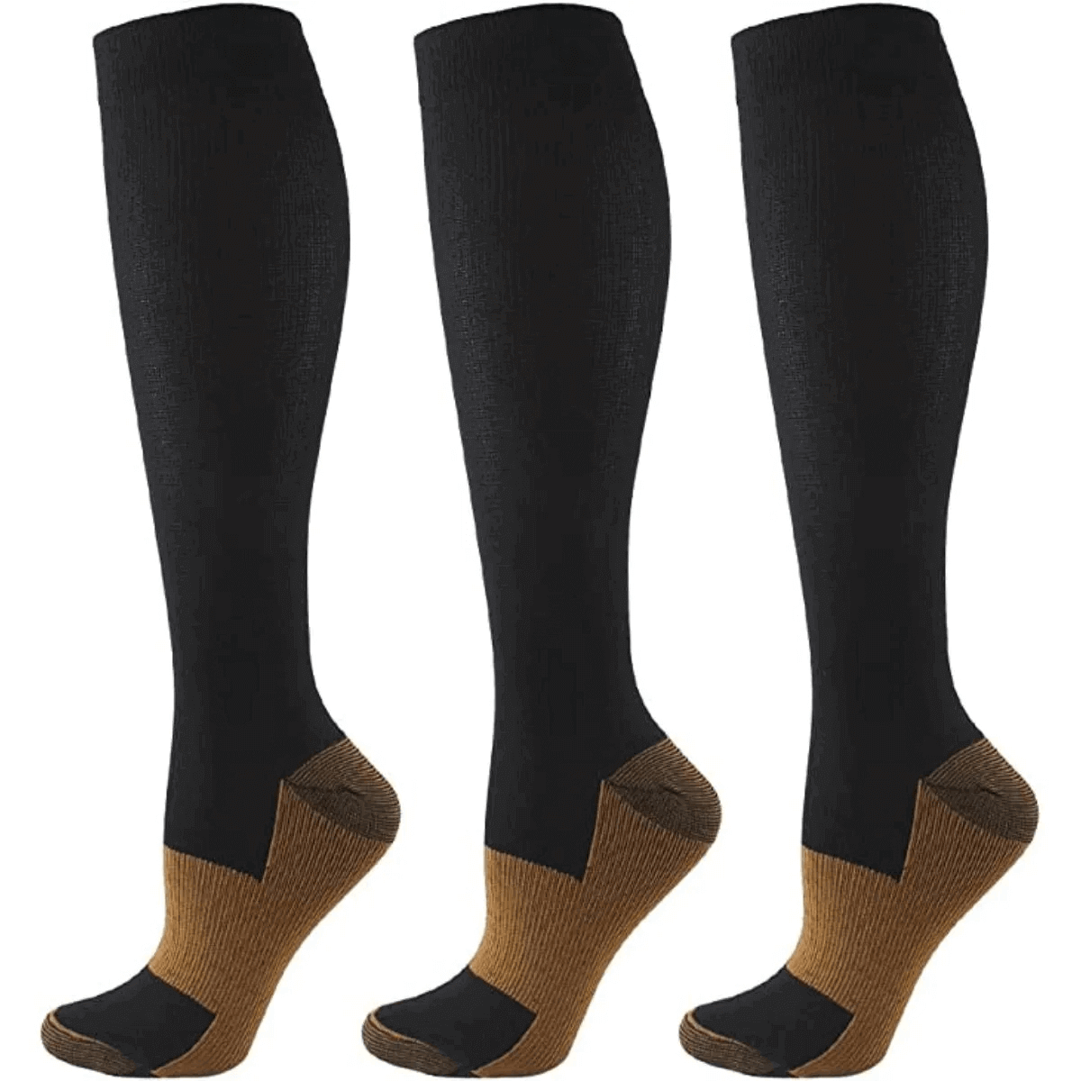 3 Pairs Copper Compression Socks with Circulation 15-20 mmHg