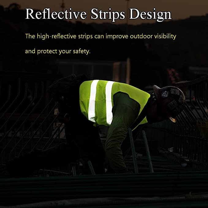 Reflective Vest Safety Jacket High Visibility Safety Vest Security Workwear Sleeveless Top with Adjustable Velcro & ID Holder