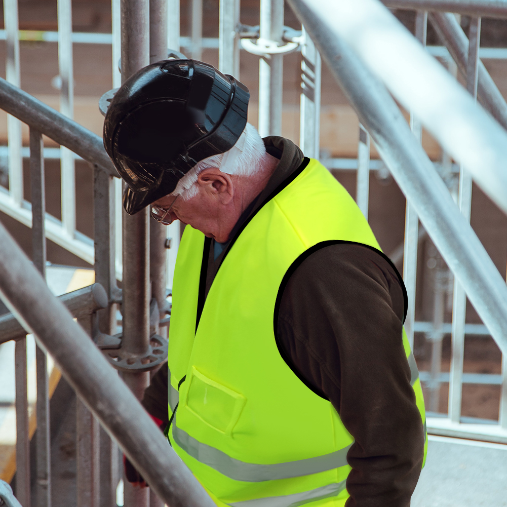 Knitted Reflective Vest Safety Jacket High Visibility Safety Vest Security Workwear Sleeveless Top with Adjustable Velcro & ID Holder