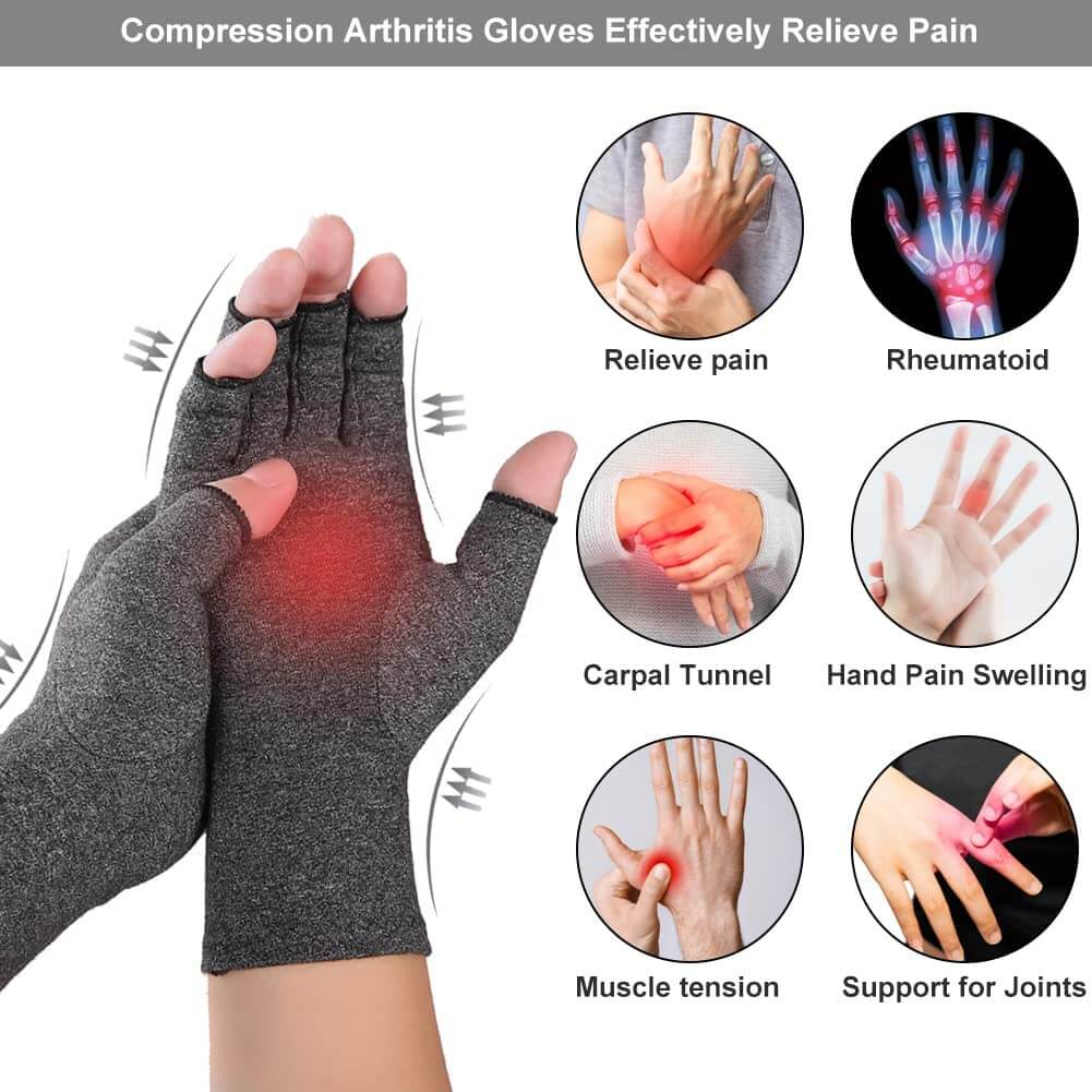 2 Pairs Cotton Arthritis Compression Gloves for Osteoarthritis