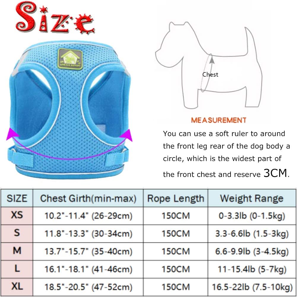 Reflective Dog Harness and Lead Set No-Pull Mesh Puppy Vest