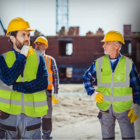 ANSI/ISEA Mesh Reflective Safety Vest with Pockets and Zipper