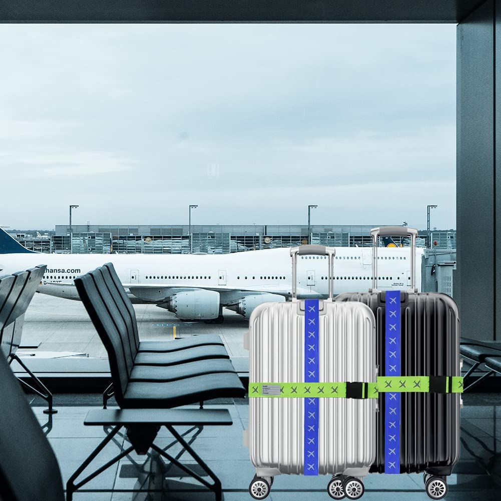 2 Pack Luggage Straps Set Adjustable Reflective Suitcase Belts