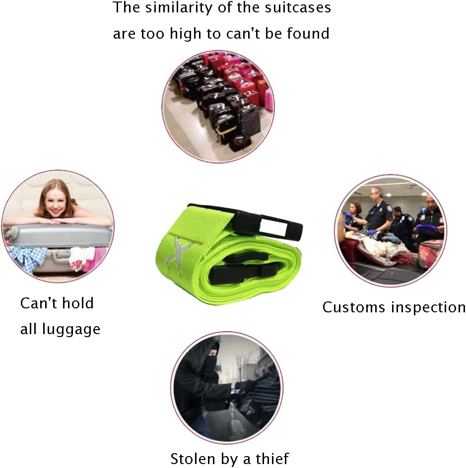 2 Pack Luggage Straps Set Adjustable Reflective Suitcase Belts