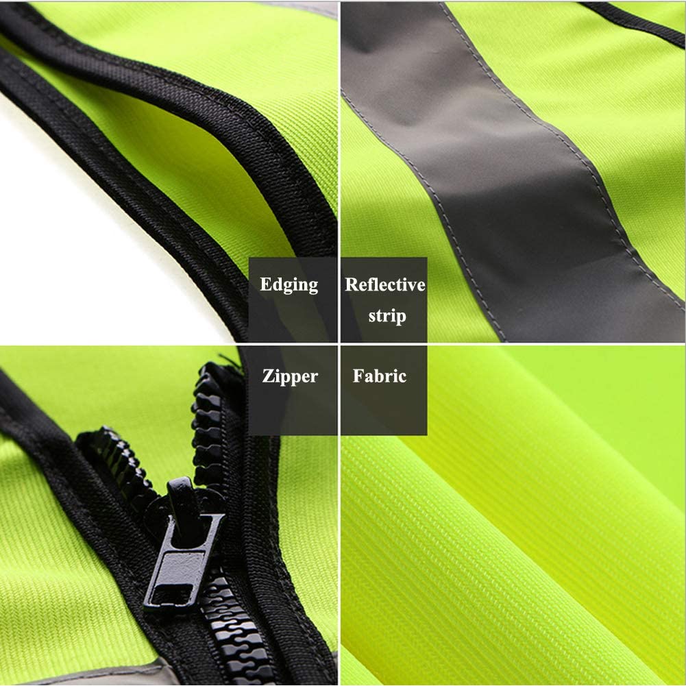 HYCOPROT Hi Vis Viz High Visibility Reflective Safety Vest Mesh Waistcoat Executive Manager Jacket Workwear Zip 2 Band Brace Security 120cm x 70cm