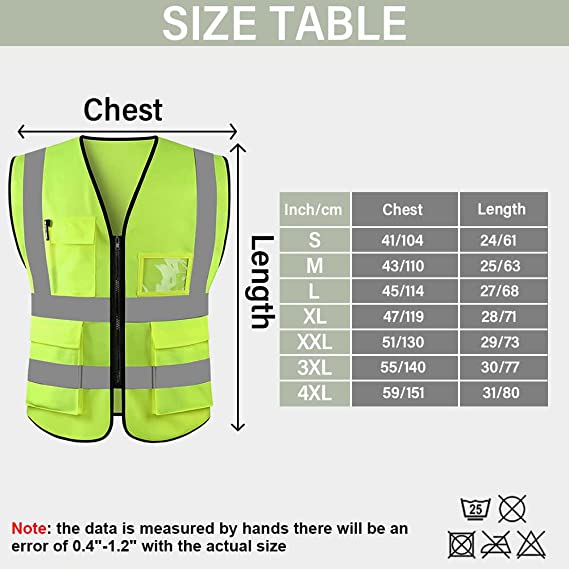 Knitted Class 2 Safety Vest with Pockets and Zipper Front