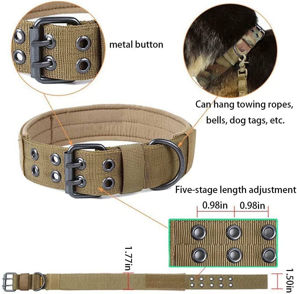 Military Nylon Dog Collars with Safety and Heavy Metal Buckle