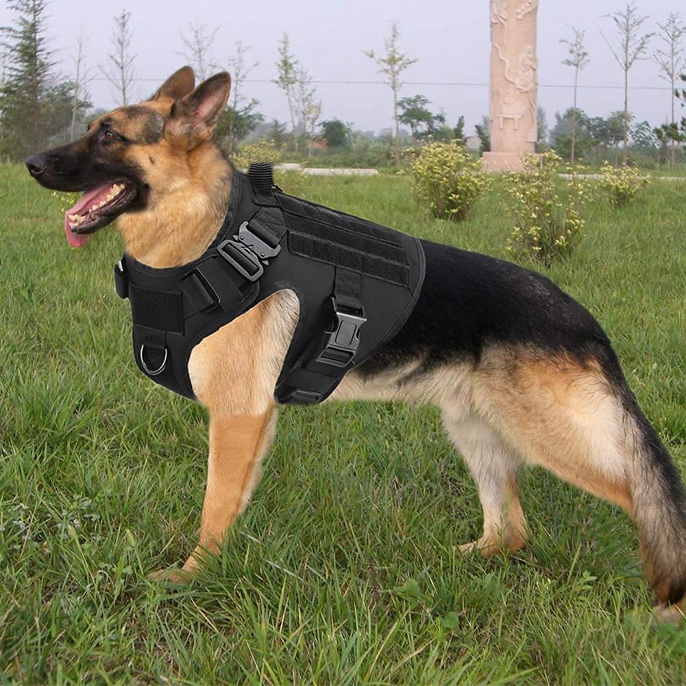 Adjustable Tactical Dog Harness with Handle 2X Metal Buckle
