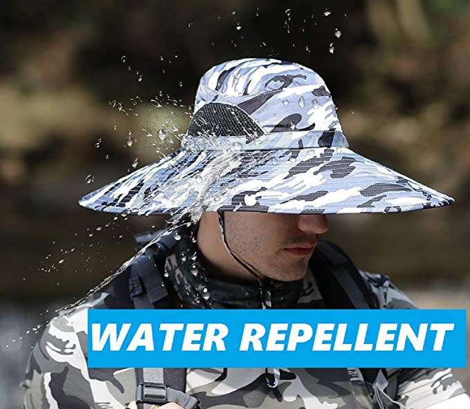 SUPER Wide Brim Sun Hat, Waterproof Sun Protection Outdoor Boonie Hat for Men&Women,for Fishing,Hiking,Camping,Boating & Safari