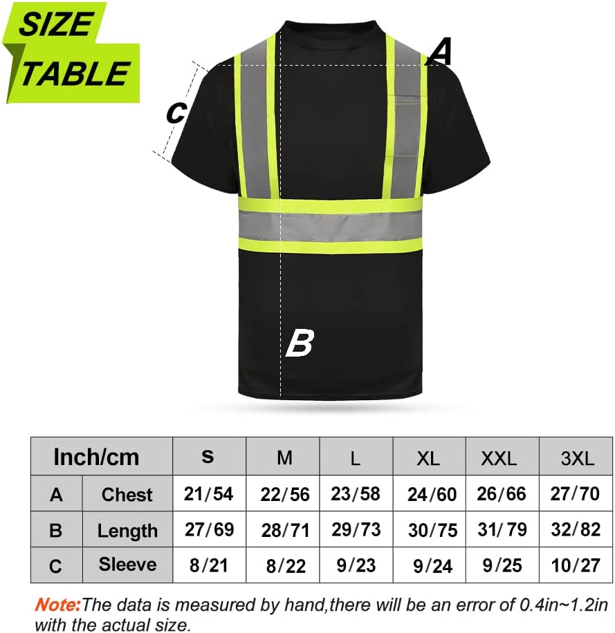 ANSI Men's Reflective Work Short Sleeve Shirt with Black Bottom