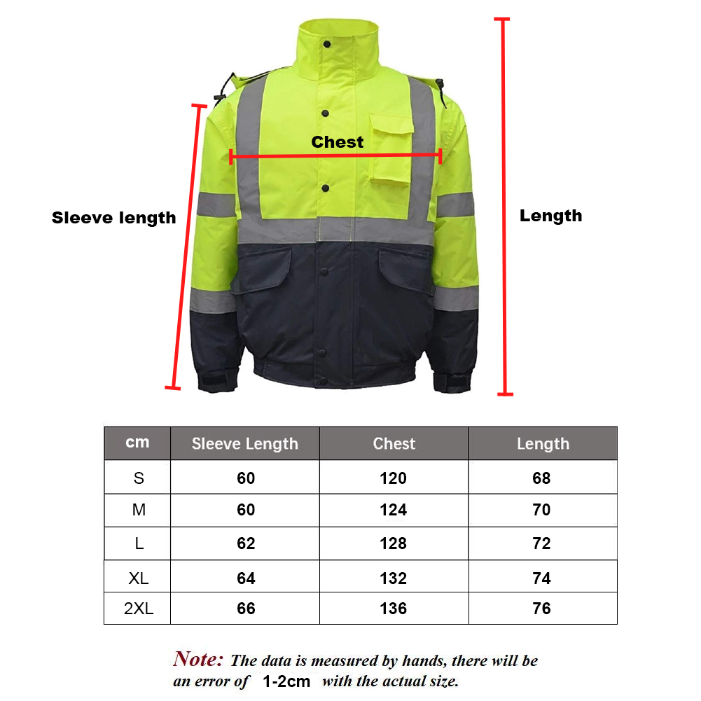 High Vis Safety Coat - Reflective Bomber Winter Trendy Workwear