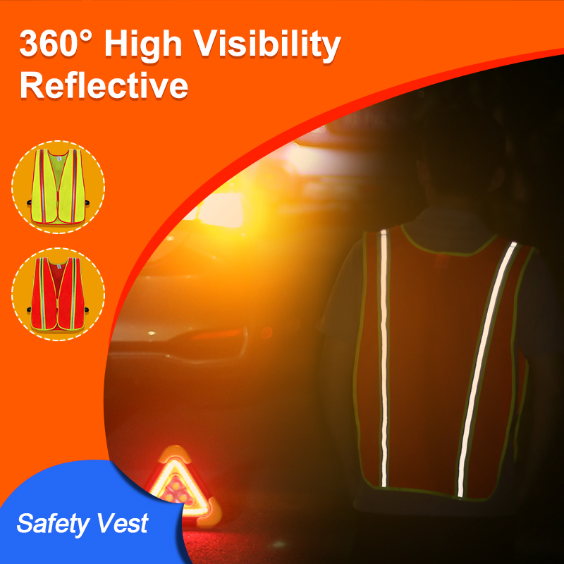 High Visibility Safety Vest Unisex Outdoor Reflective Mesh Workwear with Adjustable Elastic Bands Meets ANSI/ISEA Standards