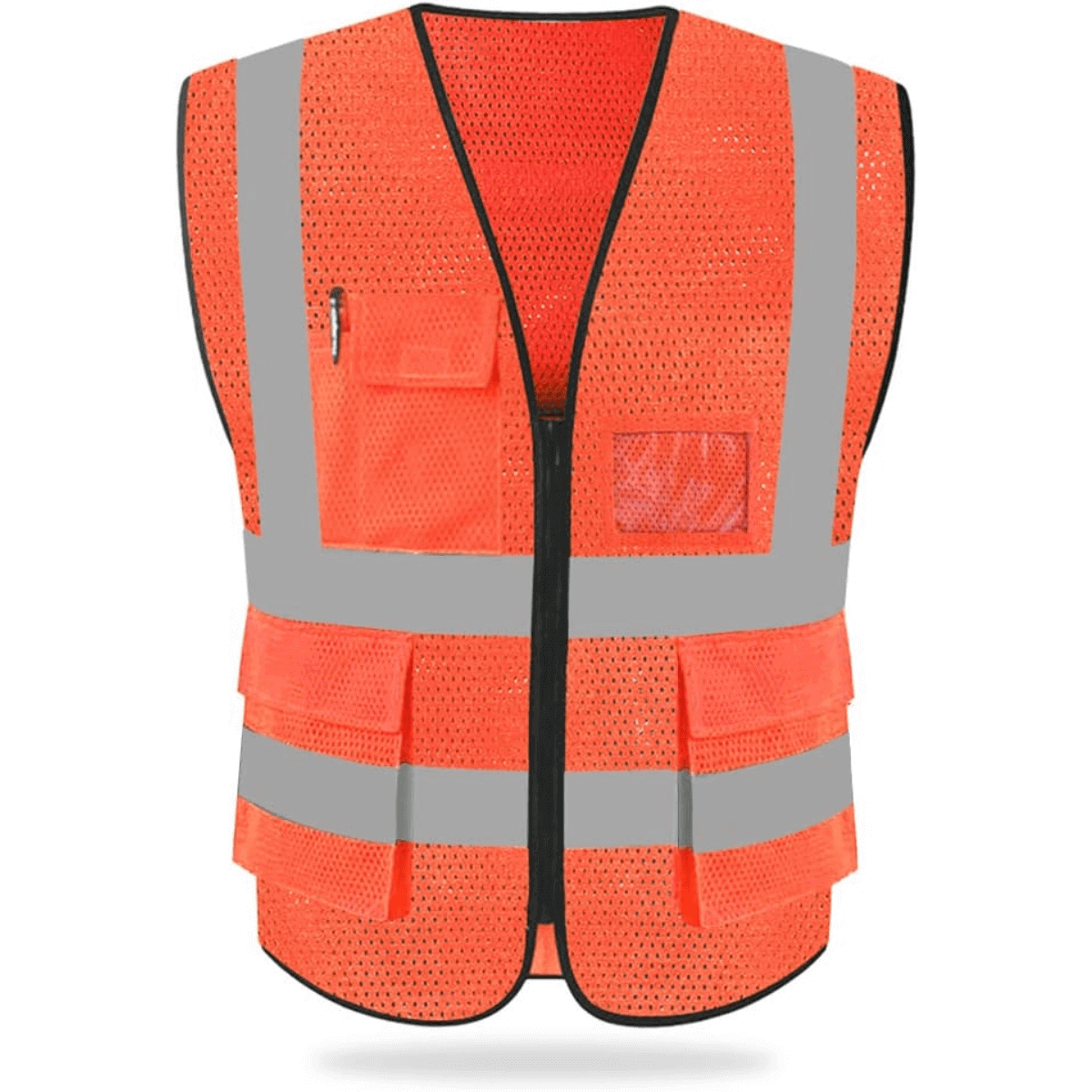 ANSI/ISEA Mesh Reflective Safety Vest with Pockets and Zipper