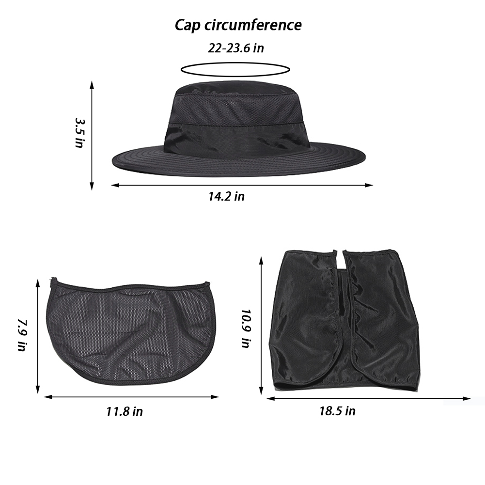 Fishing Cap UV Sun Protection Hat With Wide Brim Removable Flap and Face Neck Full Coverage