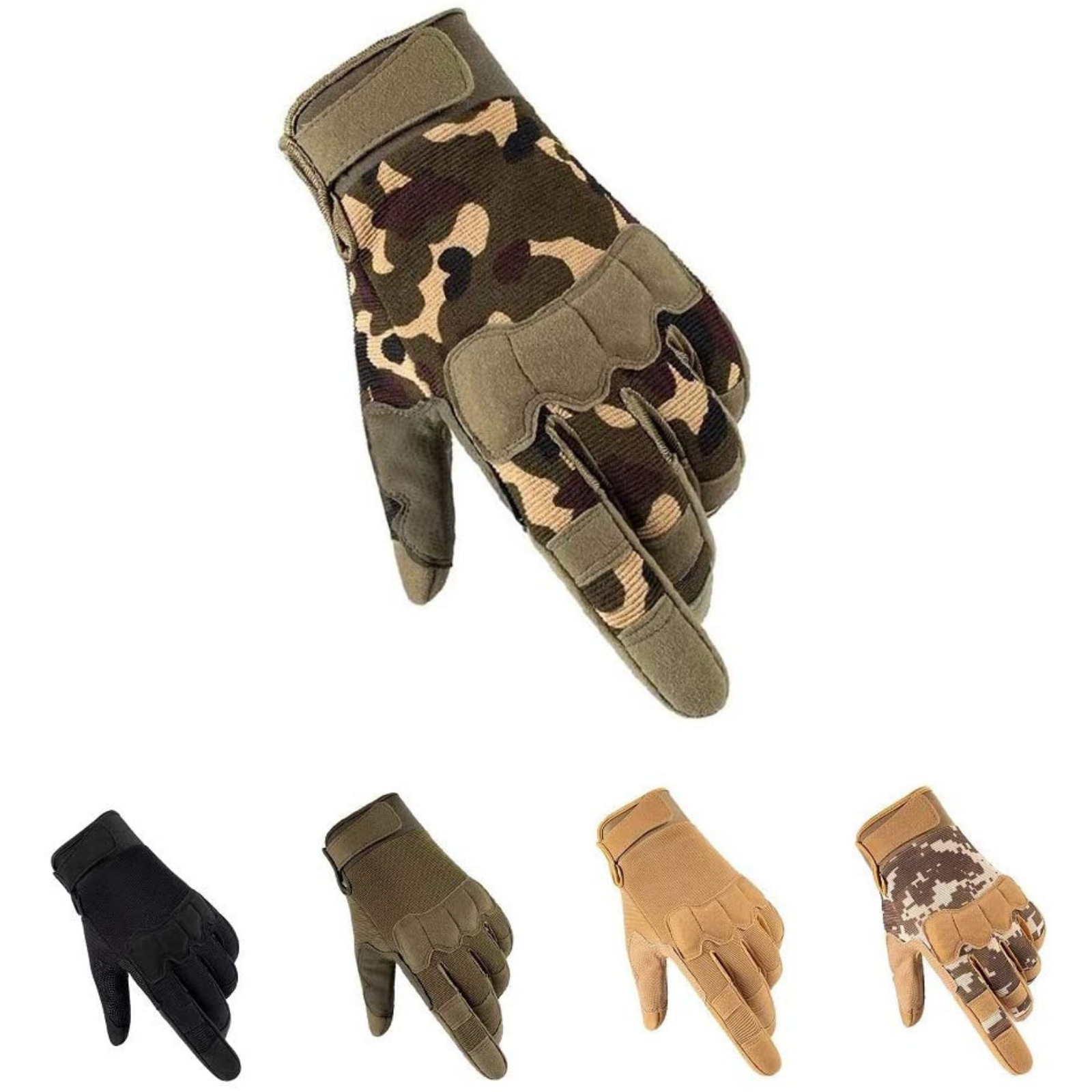 Full Finger Tactical Gloves, Touch Screen Knuckle Protective Breathable Lightweight Outdoor Military Gloves for Shooting, Hunting, Motorcycling, Climbing