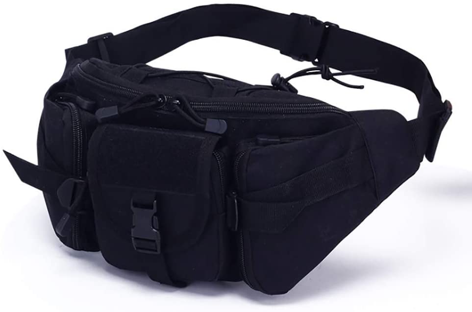 HYCOPROT Tactical Waist Bag Military Fanny Pack Adjustable Sling Bag with Water Bottle Pouch for Fishing Hunting Camping Hiking (Yellow)