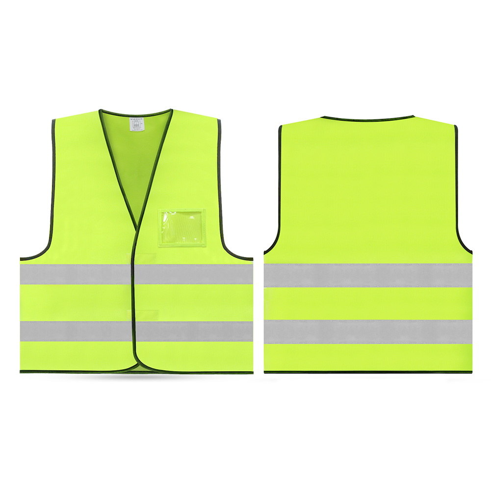 Knitted Reflective Vest Safety Jacket High Visibility Safety Vest Security Workwear Sleeveless Top with Adjustable Velcro & ID Holder