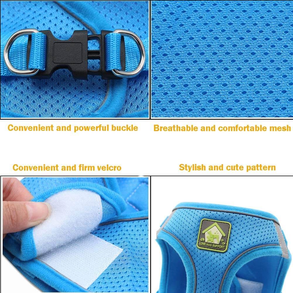 Reflective Dog Harness and Lead Set No-Pull Mesh Puppy Vest