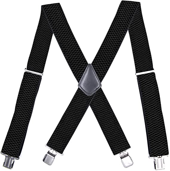 4 X Men's Elastic Braces Adjustable with 4 Strong Metal Clips