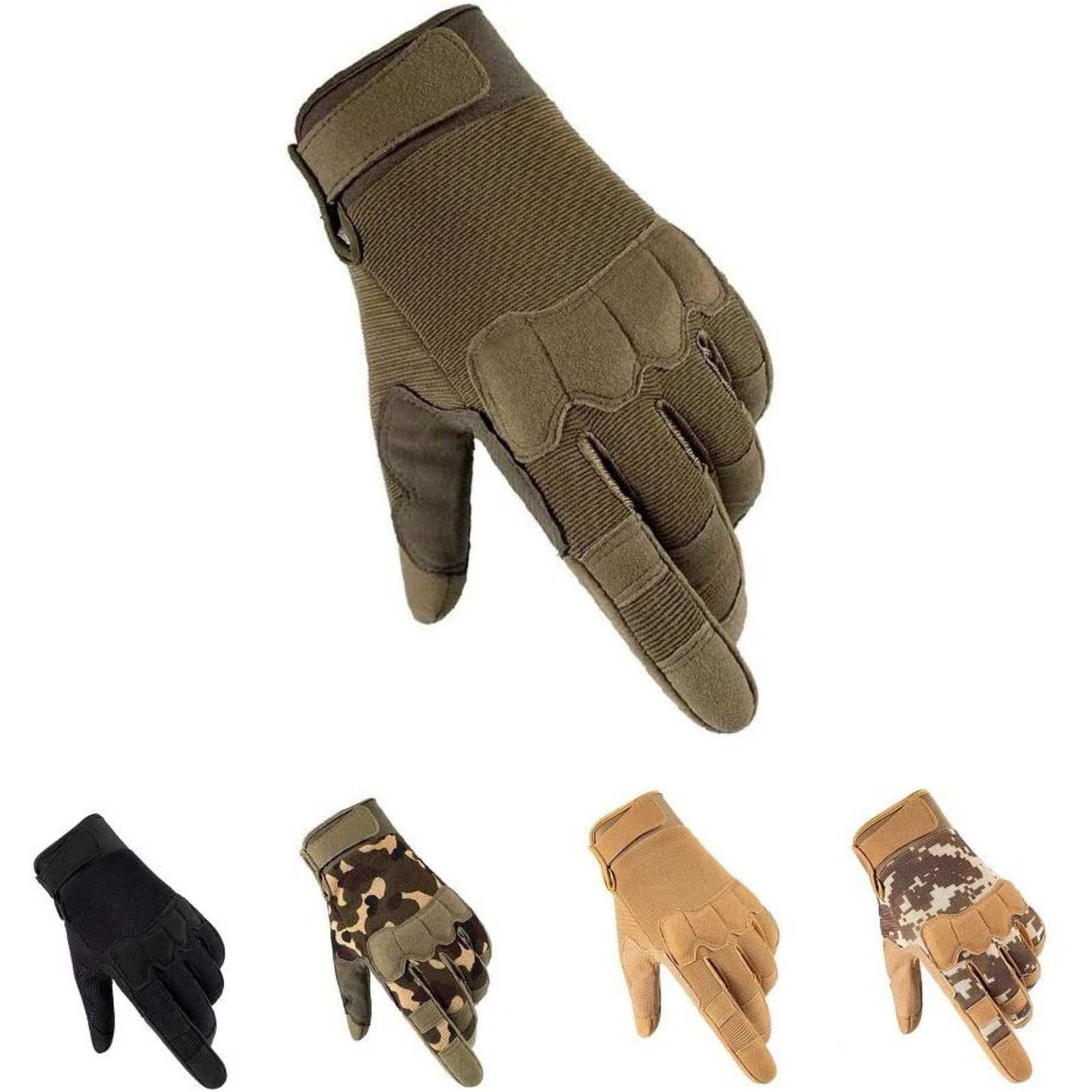 Full Finger Tactical Gloves, Touch Screen Knuckle Protective Breathable Lightweight Outdoor Military Gloves for Shooting, Hunting, Motorcycling, Climbing