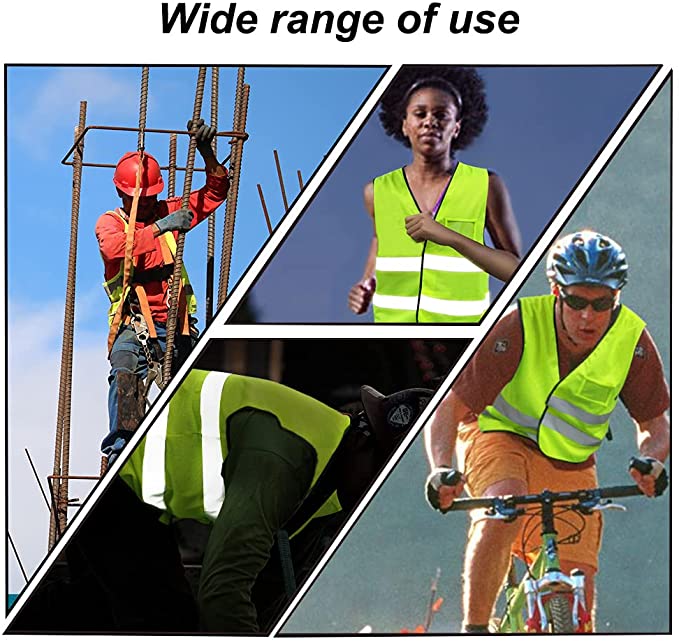 Reflective Vest Safety Jacket High Visibility Safety Vest Security Workwear Sleeveless Top with Adjustable Velcro & ID Holder