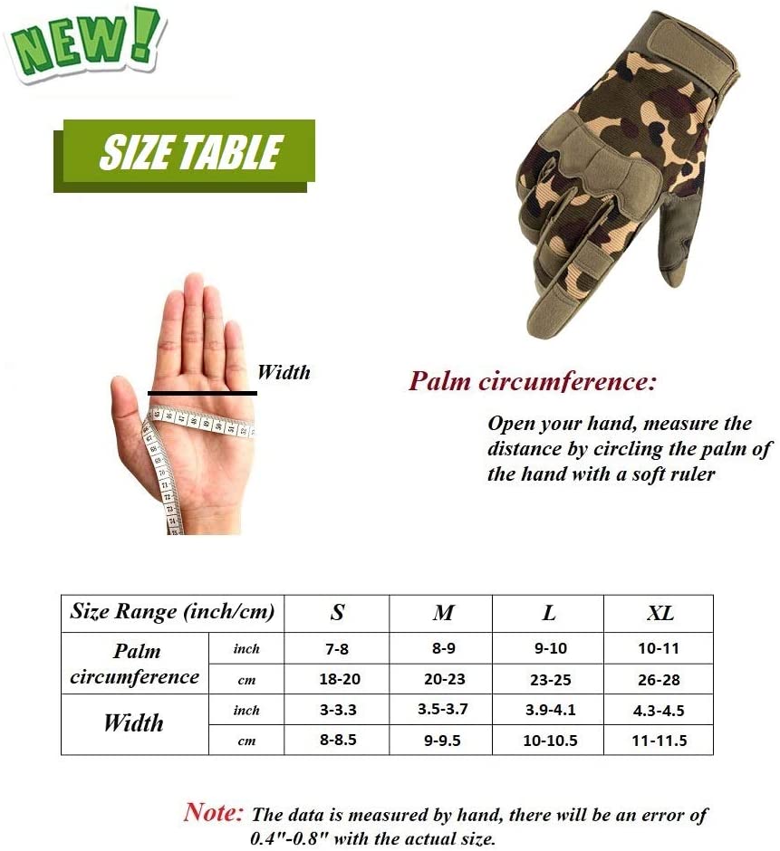 HYCOPROT Full Finger Tactical Gloves, Touch Screen Knuckle Protective Breathable Lightweight Outdoor Military Gloves for Shooting, Hunting, Motorcycling, Climbing