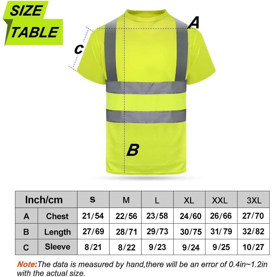HYCOPROT High Vis Reflective T Shirt Short Sleeve Safety Mesh Quick Dry Shirts (Medium, Yellow-1)