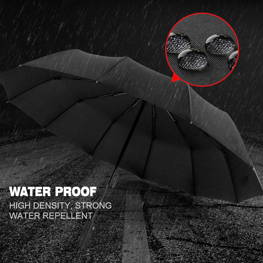 Travel Umbrella Windproof Compact Lightweight Portable Automatic Strong Waterproof Folding Umbrellas with 10 Rib Reinforced Auto Open Close UV Protection for Sun Rain Men Women