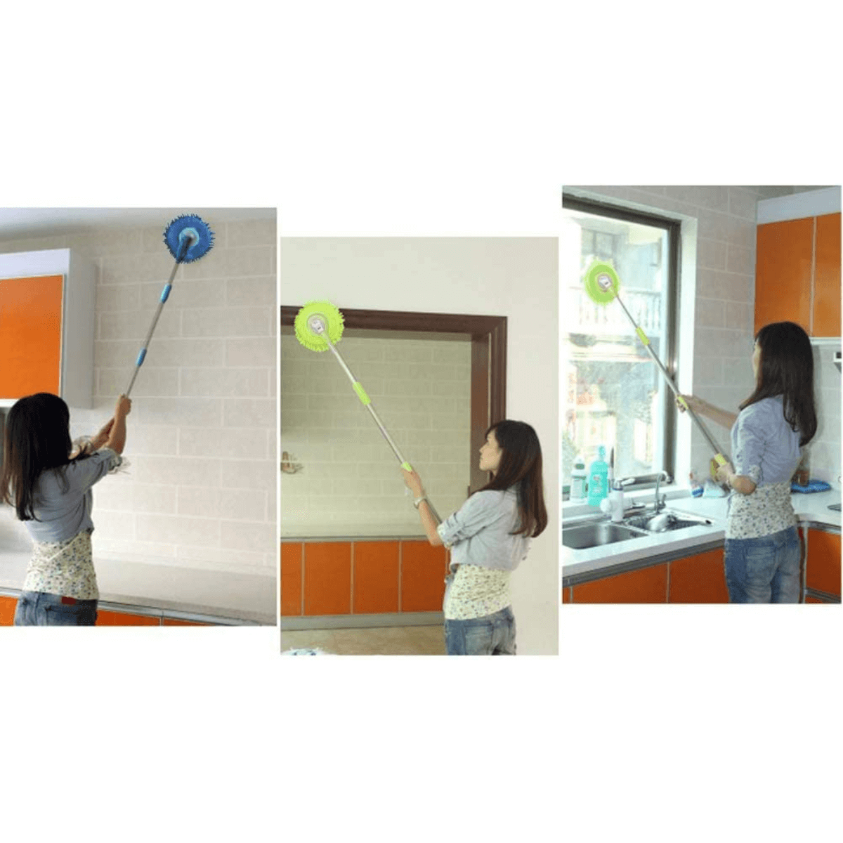 Microfiber Wet Mop with Flexible Handle and Towel Head