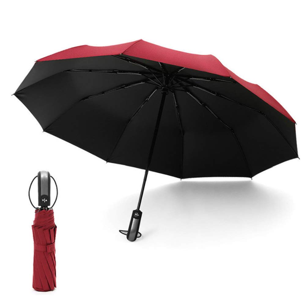 Travel Umbrella Windproof Compact Lightweight Portable Automatic Strong Waterproof Folding Umbrellas with 10 Rib Reinforced Auto Open Close UV Protection for Sun Rain Men Women
