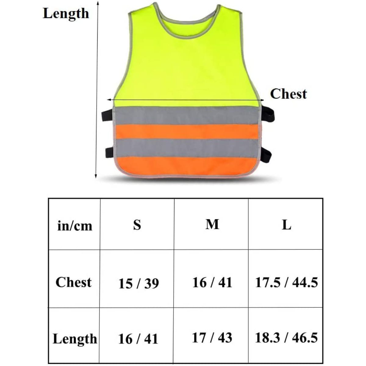 Children's High Visibility Vest with 2 Band Elastic Straps
