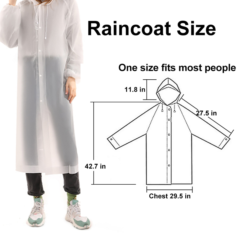 HYCOPROT Rain Coat Portable EVA Rain Poncho Waterproof Reusable Lightweight Raincoats with Hood and Sleeves Simple
