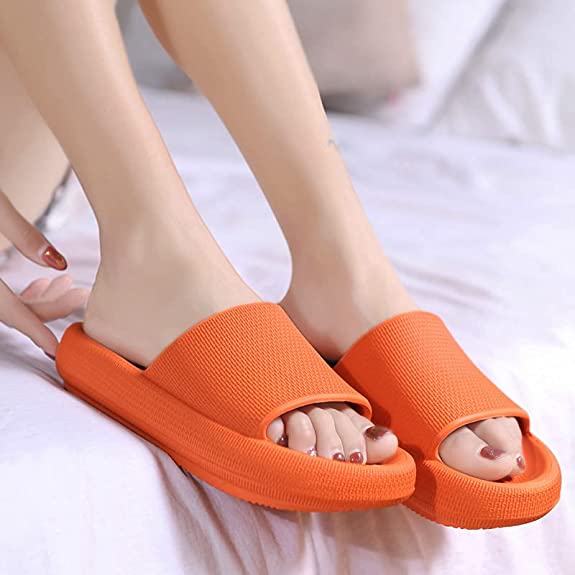 Non-Slip Pillow Slippers with Thick Sole for Bathroom and Outdoor 