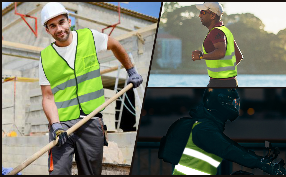 Reflective Vest Safety Jacket High Visibility Safety Vest Security Workwear Sleeveless Top with Adjustable Velcro & ID Holder