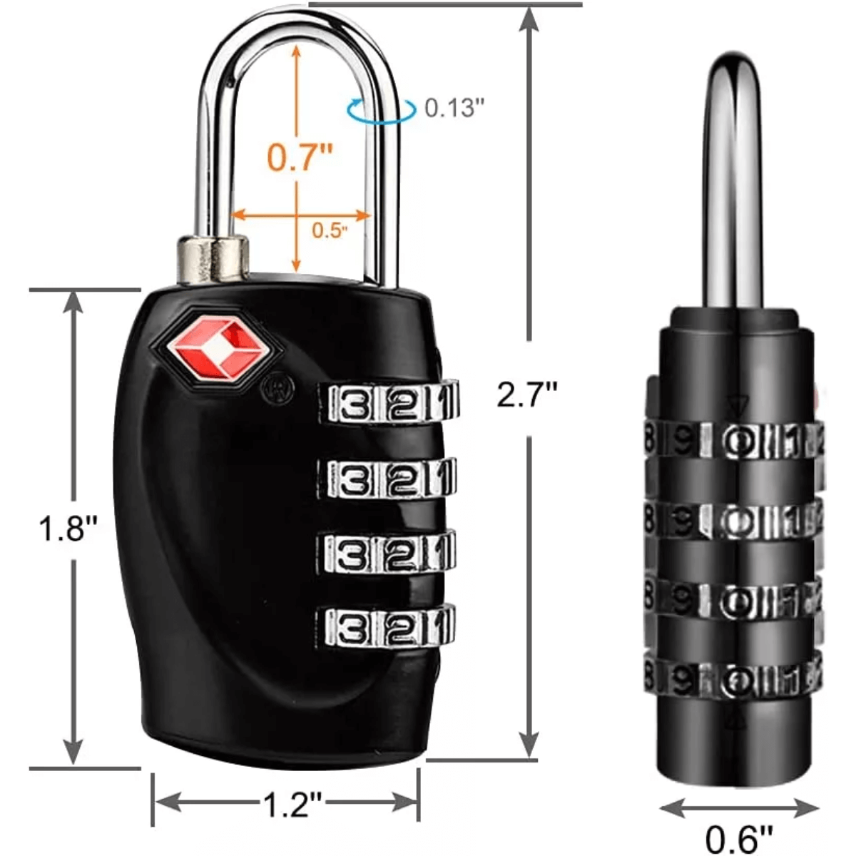 2 Packs TSA Approved Luggage Locks with 4 Digit Combination Padlock 