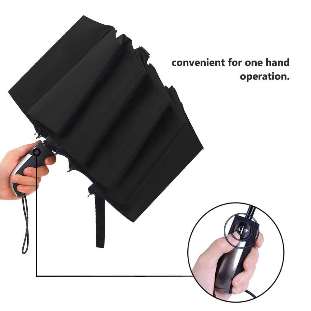 Travel Umbrella Windproof Compact Lightweight Portable Automatic Strong Waterproof Folding Umbrellas with 10 Rib Reinforced Auto Open Close UV Protection for Sun Rain Men Women