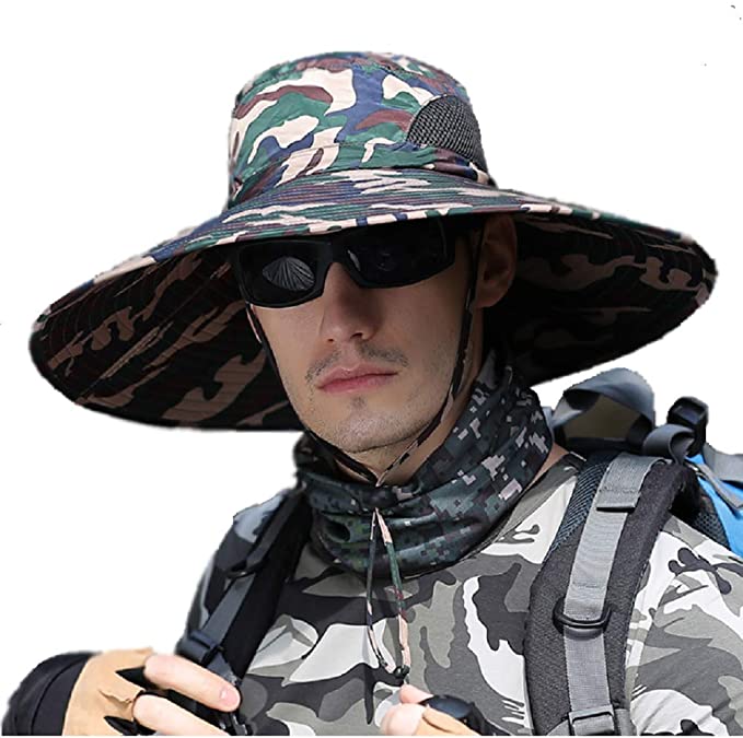 SUPER Wide Brim Sun Hat, Waterproof Sun Protection Outdoor Boonie Hat for Men&Women,for Fishing,Hiking,Camping,Boating & Safari