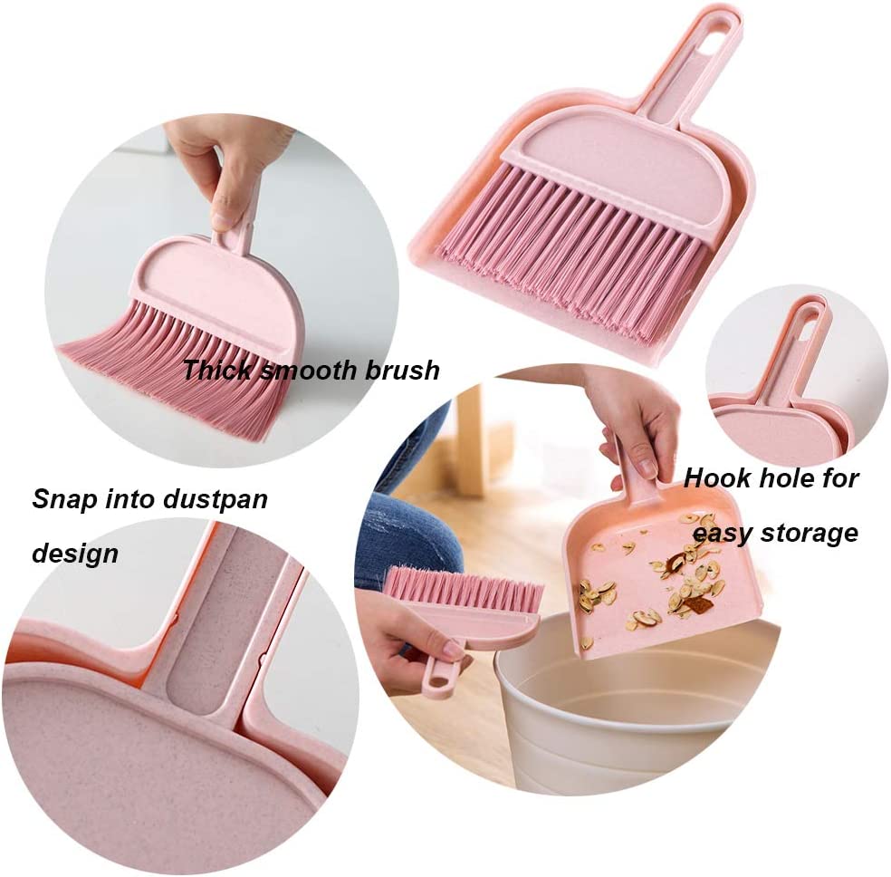 Mini Dustpan and Brush Set with Cleaning Cloth for Kids Pets Cars