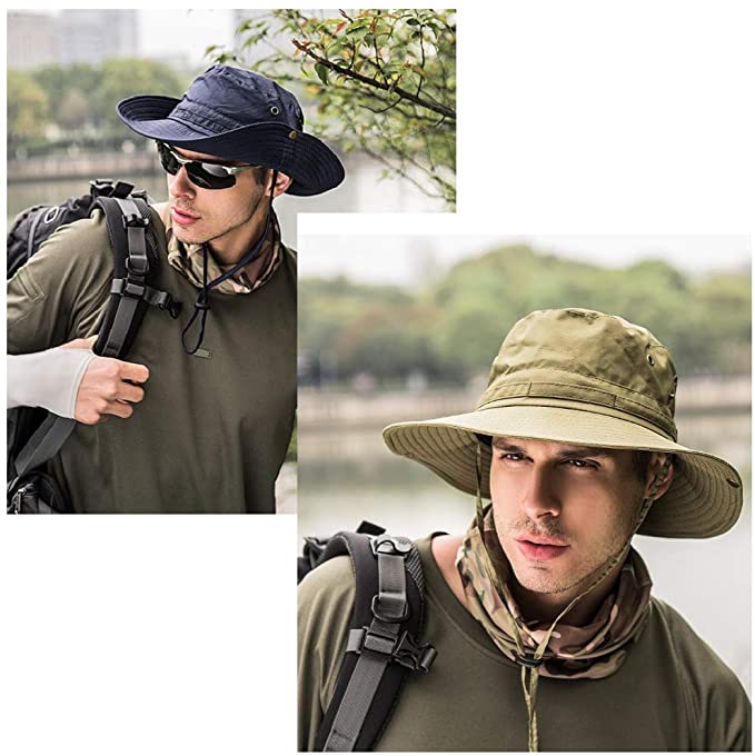 Fishing Hat, Foldable Wide Brim Breathable Mesh UV Protection Outdoor Sun Hat for Fishing Hiking Camping Cycling Boating Gardening 