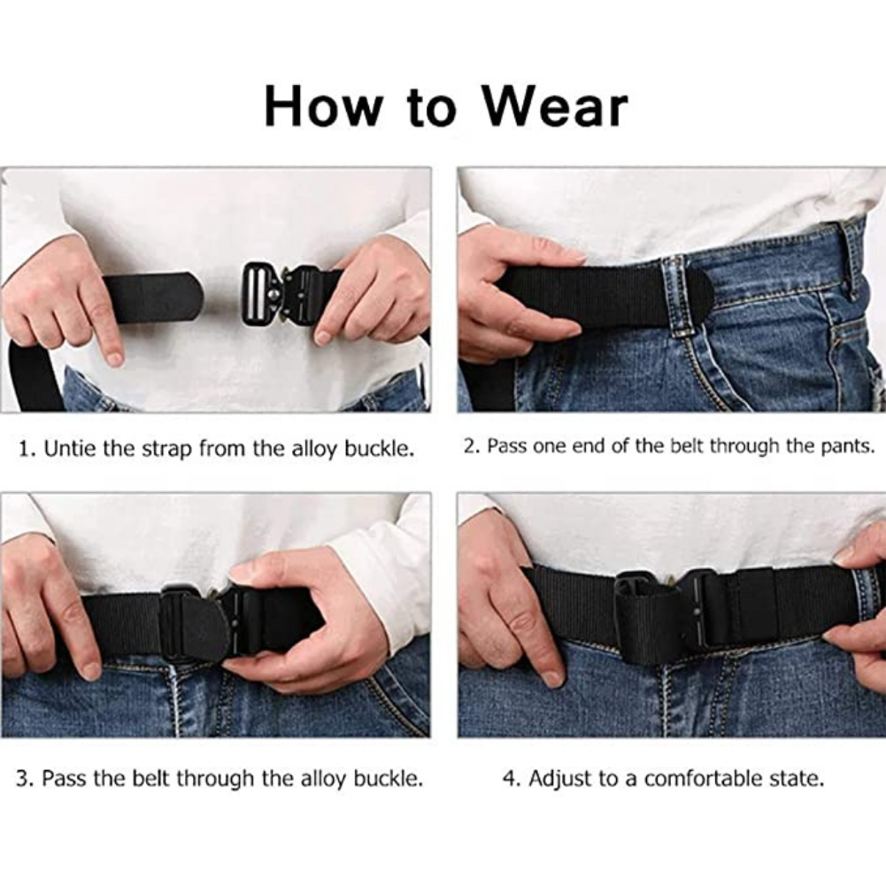 Tactical Belt Heavy Duty Belts Nylon Canvas Military Waist Belt Quick-Release Metal Buckle for Hunting Running Outdoor 125 * 3.8 (CM)