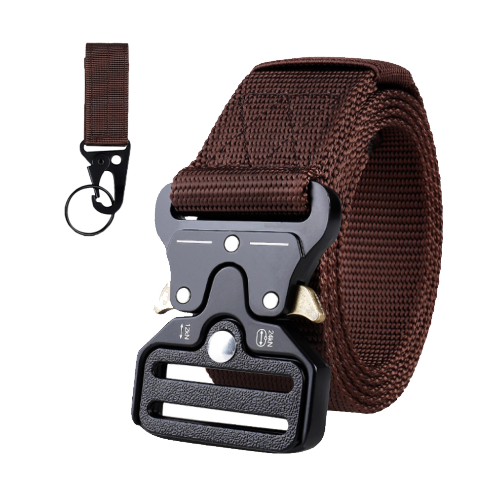 Tactical Belt Heavy Duty Belts Nylon Canvas Military Waist Belt Quick-Release Brown 