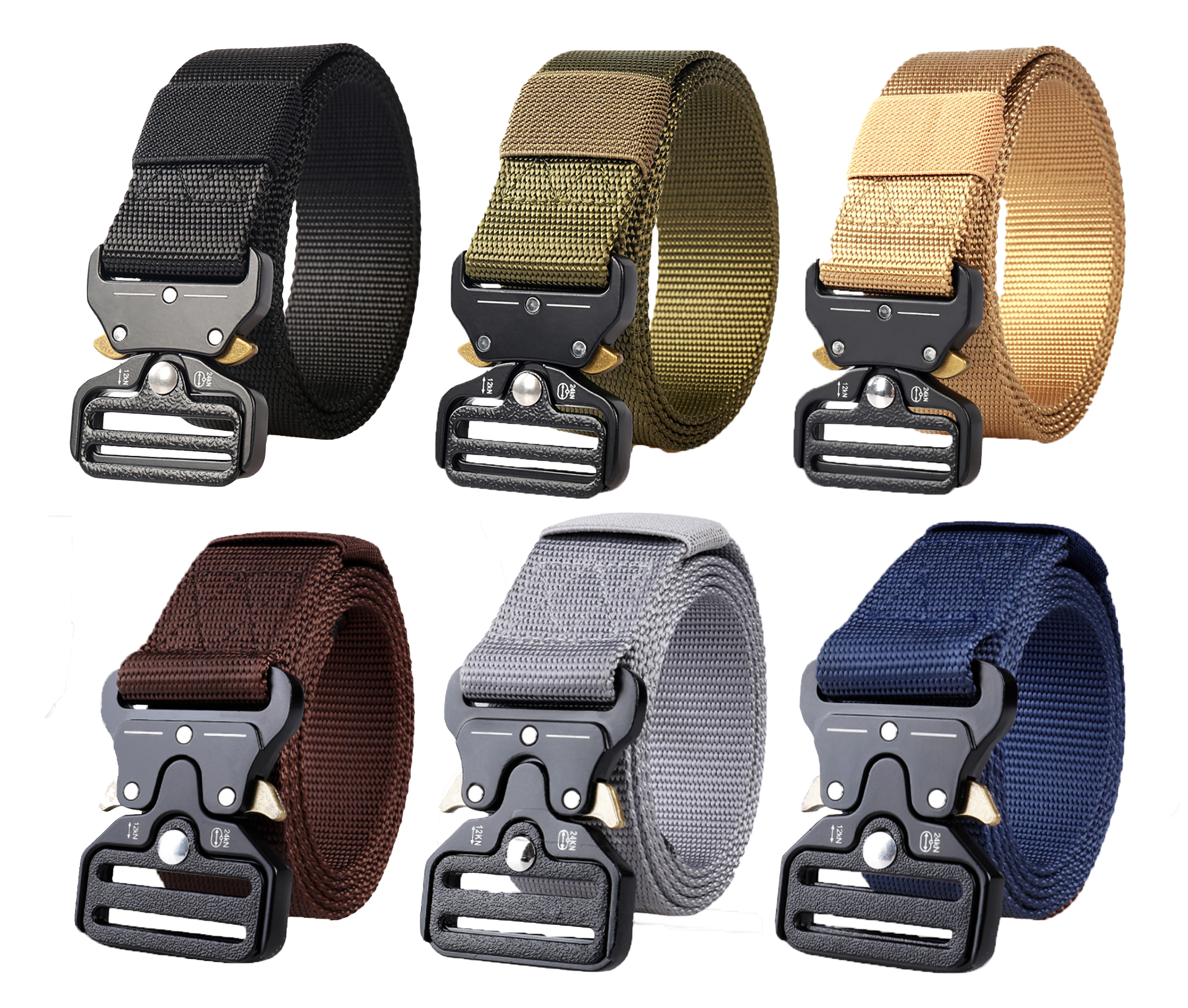 Tactical Belt Heavy Duty Belts Nylon Canvas Military Waist Belt Quick-Release Metal Buckle for Hunting Running Outdoor 125 * 3.8 (CM)