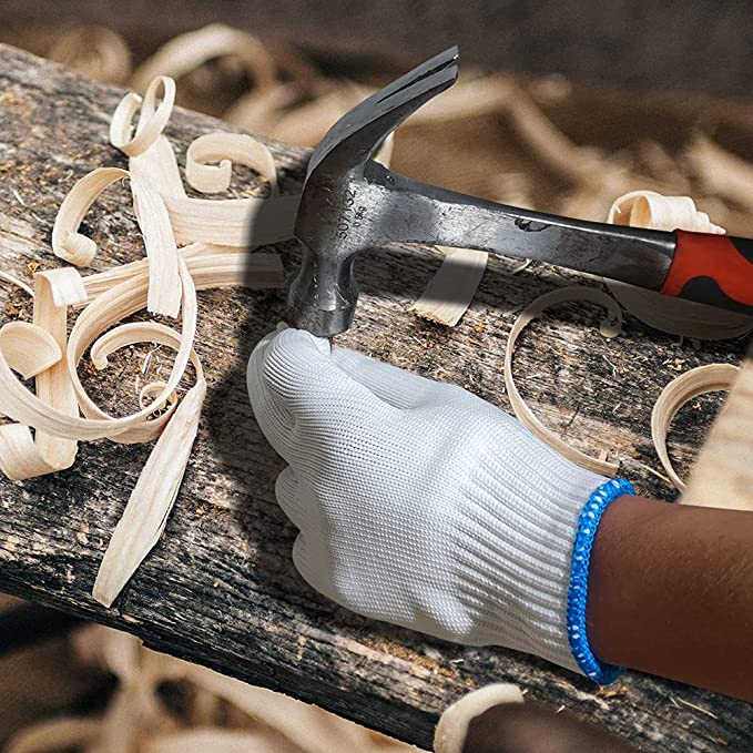 HYCOPROT Work Gloves Cotton Polyester String Knit Safety Protection Working Glove Lightweight Durable for Industrial