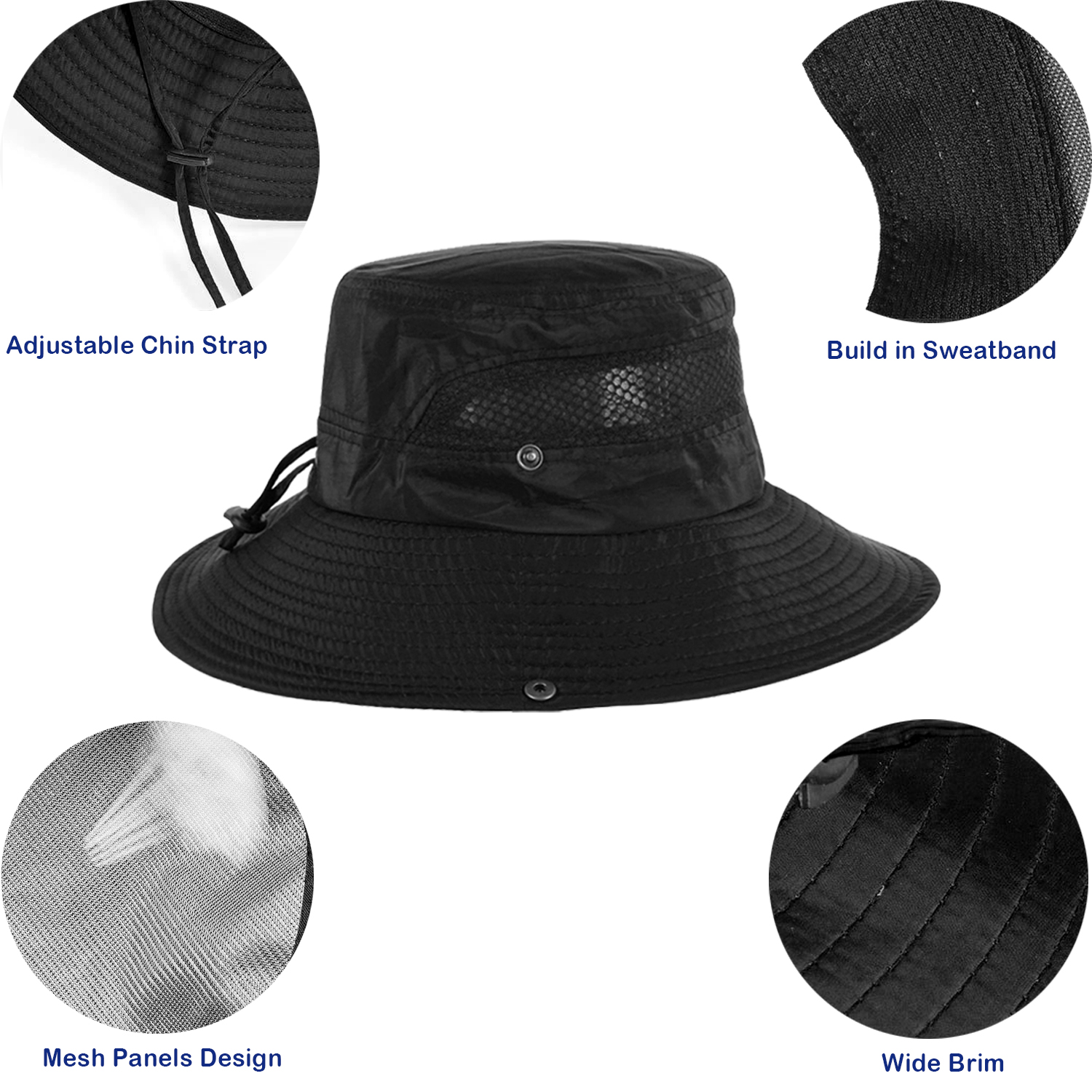 UPF 50 Sun Hat Wide Brim UV Protection Boonie Hat Safari Bucket Cap for Outdoor Travel Fishing