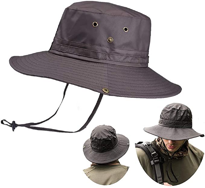 Fishing Hat, Foldable Wide Brim Breathable Mesh UV Protection Outdoor Sun Hat for Fishing Hiking Camping Cycling Boating Gardening 