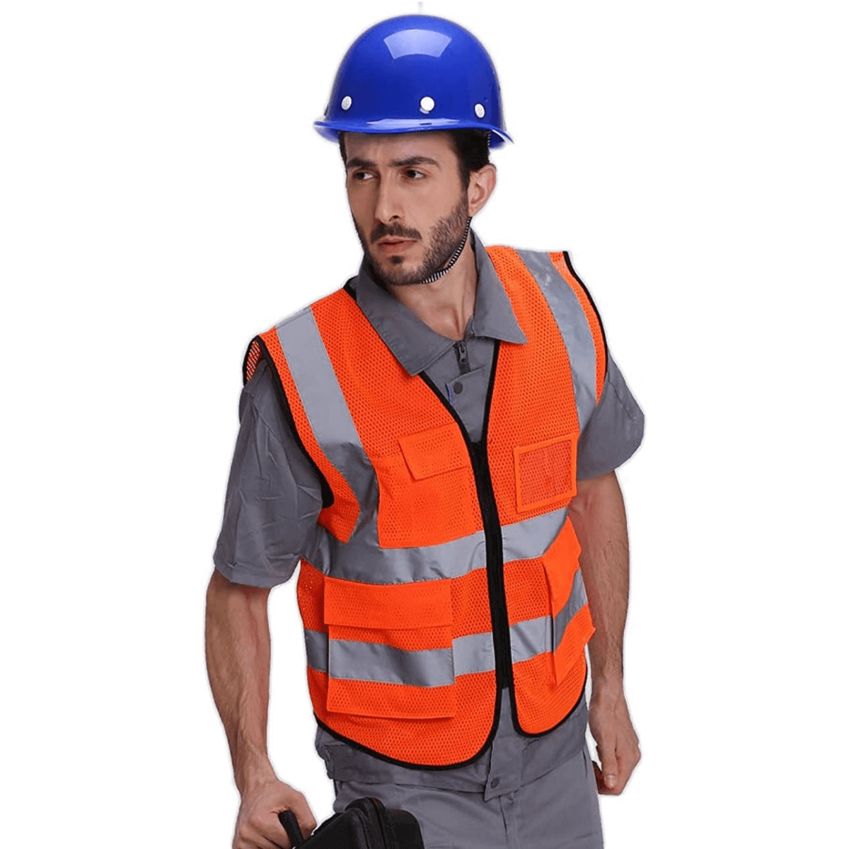 ANSI/ISEA Mesh Safety Reflective Vest with Pockets and Zipper