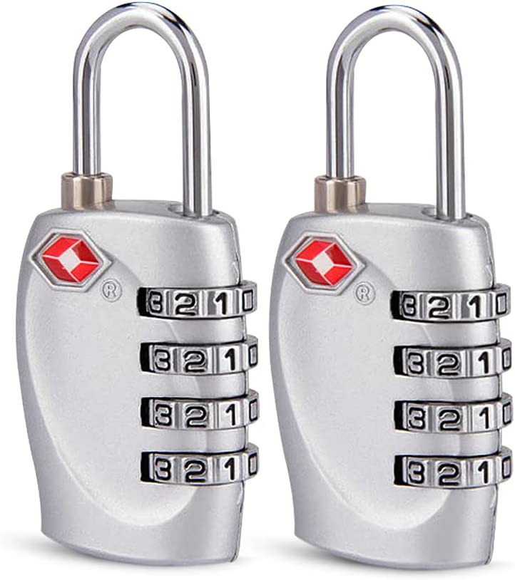 2 Packs TSA Approved Luggage Locks with 4 Digit Combination Padlock 