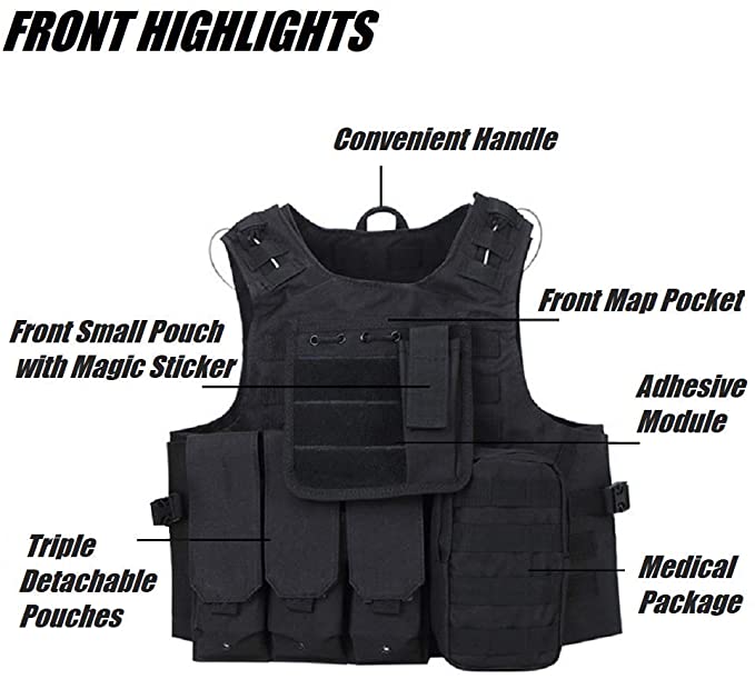 HYCOPROT Tactical Vest 1000D Oxford Adjustable Military Airsoft Vest