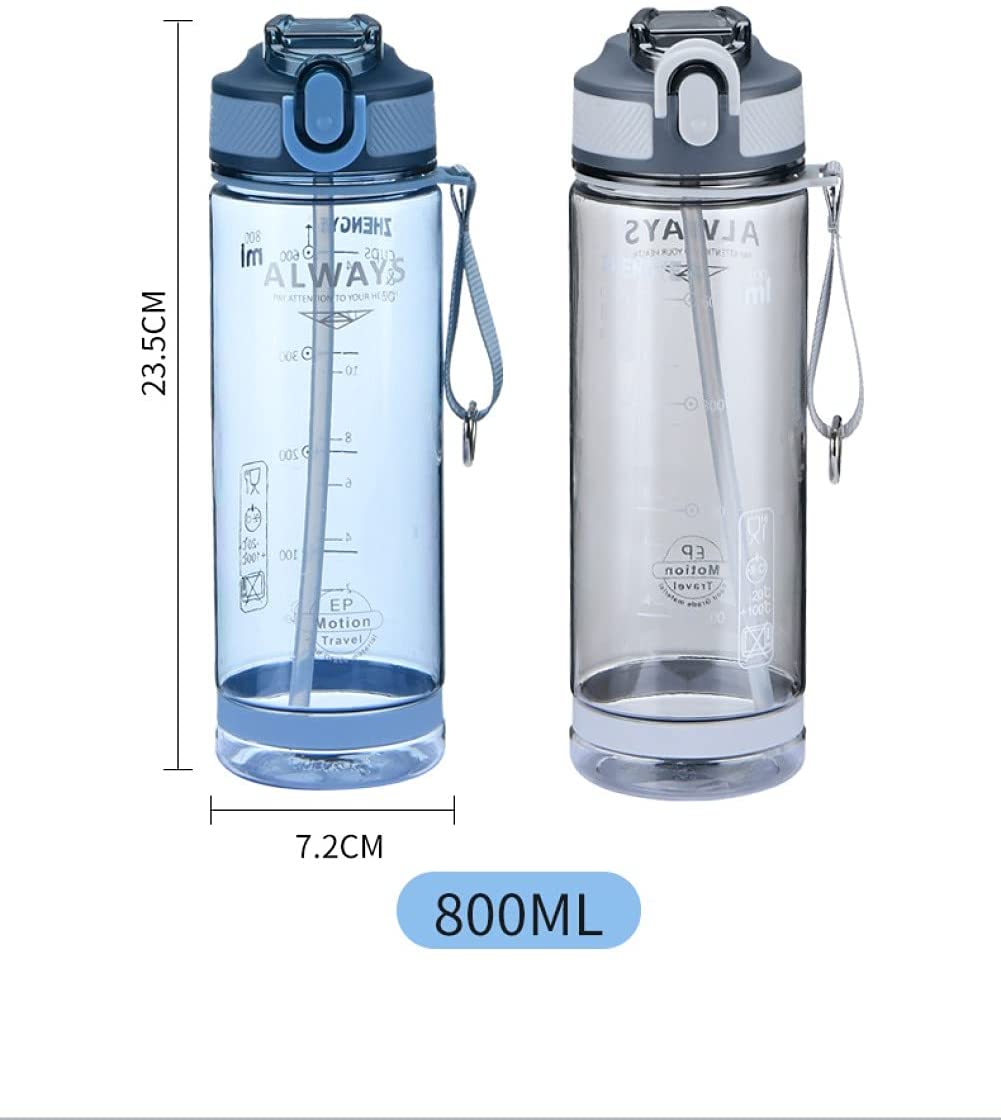 Sports Water Bottle 800ml BPA-Free Leak Proof with Foldable Straw, Flip Cap For Outdoor Activities Cycling Bike Running Hiking Sport Equipment