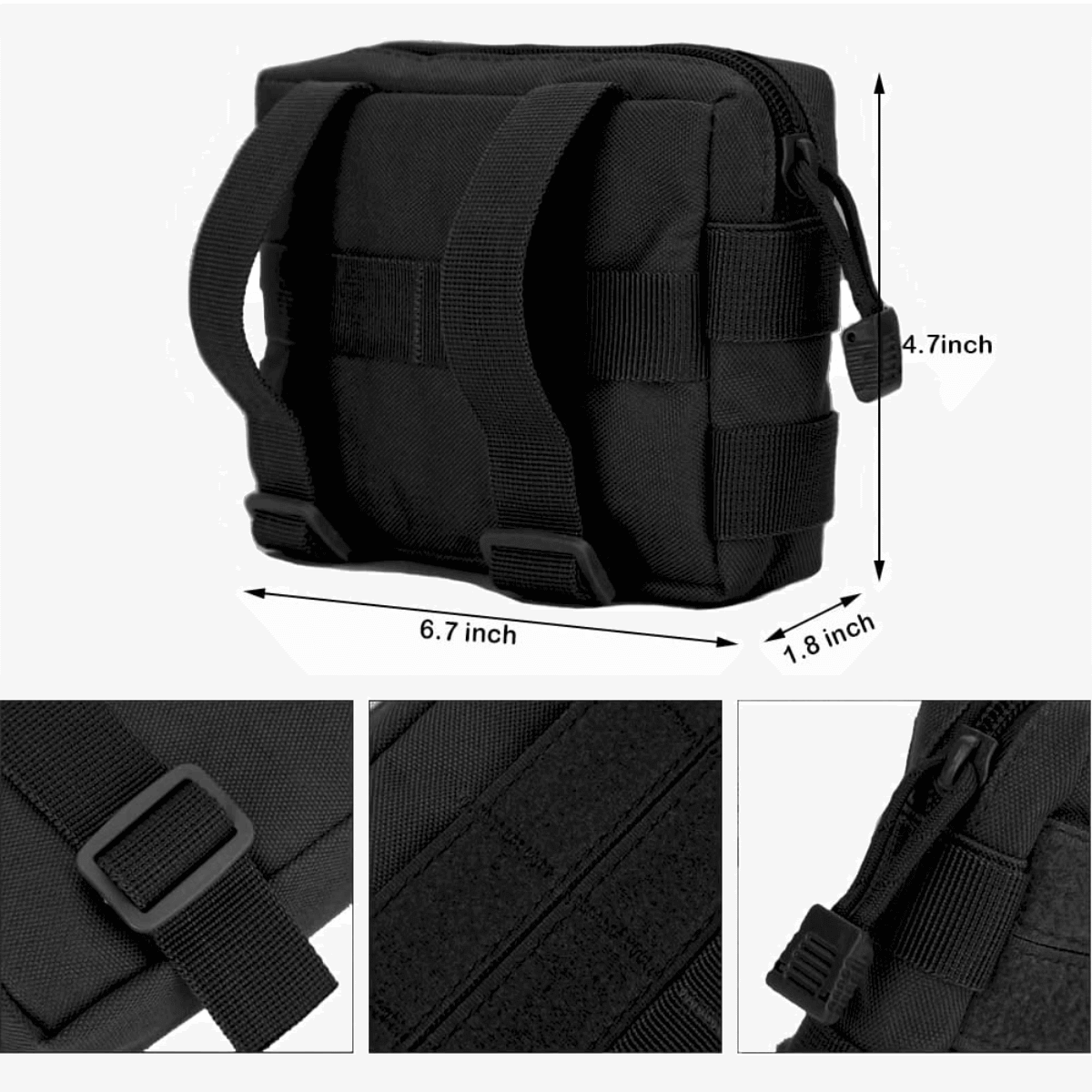 3 Packs Tactical Molle Pouch Holder with two-way zippers